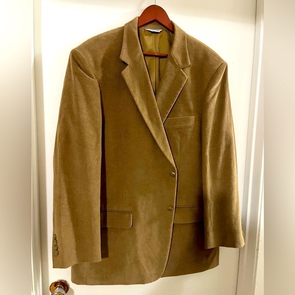 Joseph Feiss Sport Coat Men’s 46 regular Tan khaki corduroy Blazer - Picture 1 of 12
